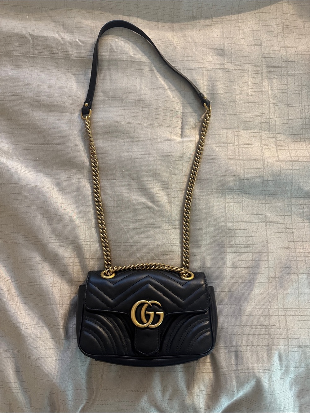 Gucci Marmont Black Quilted Leather Chain Shoulder Bag